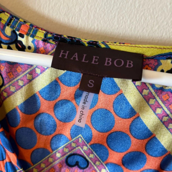 Boho Hale Bob Silk belted caftan mini dress size small - Picture 7 of 9